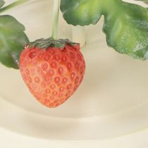 kohteita Metallinen kynttilänjalka mansikkakoristeella, kermanvärinen, pyöreä, korkeus 26 cm