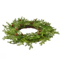 kohteita Tekokuusesteppeli, vihreänruskea käpyillä, joulukoriste, Ø49cm