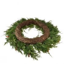 kohteita Kuusiseppele Thuja silmupohjaisella viiniköynnösseppeleellä Ø50cm