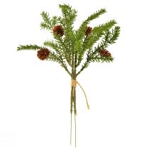 kohteita Keinotekoinen kuusenoksa luonnonkäpyillä, juutista valmistettu joulukoriste, 28 cm, 4 kappaleen setti