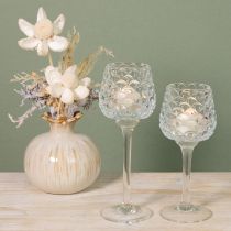 kohteita Tuikkukynttiläpidike lasikartiolla jalustalla K19.5/22.5cm 2 kpl setti