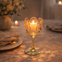 kohteita Tulppaanin muotoinen lasinen tuikkukuppi, vintage-tyyli, romanttinen sisustuselementti, 20 cm