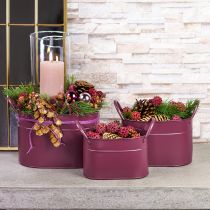 kohteita Istutuskone metallinen soikea ruukku violetti 24/21/18cm 3 kpl setti