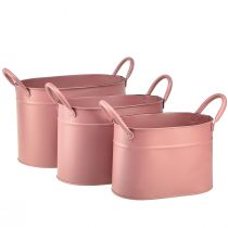 kohteita Planter metallinen soikea ruukku pinkki 24/21/18cm 3 kpl setti