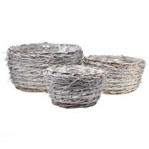 kohteita Maalaismainen pajukorisetti - 3 kokoa (40cm, 33cm, 26cm) - Ihanteellinen maalaistalon sisustukseen ja säilytykseen - 3 kpl setti