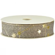 kohteita Joulunauha tähtinauhalla musta valkokulta 25mm 18m