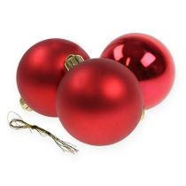 Joulupallo muovinen punainen Ø6cm 12kpl