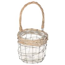 kohteita Riippuva lyhty, lasia, metallia, pajua, Ø14,5 cm, 2 kpl