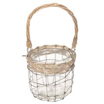 kohteita Riippuva lyhty, lasia, metallia, pajua, Ø14,5 cm, 2 kpl
