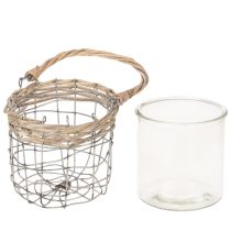 kohteita Riippuva lyhty, lasia, metallia, pajua, Ø14,5 cm, 2 kpl
