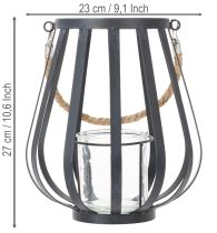 kohteita Metallilyhty lasilla, antrasiitti, Ø23cm, K27cm