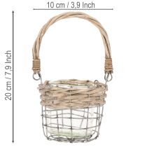 kohteita Tuikkukynttiläkuppi, lasia, metallia, pajua, Ø10,5 cm, 3 kpl