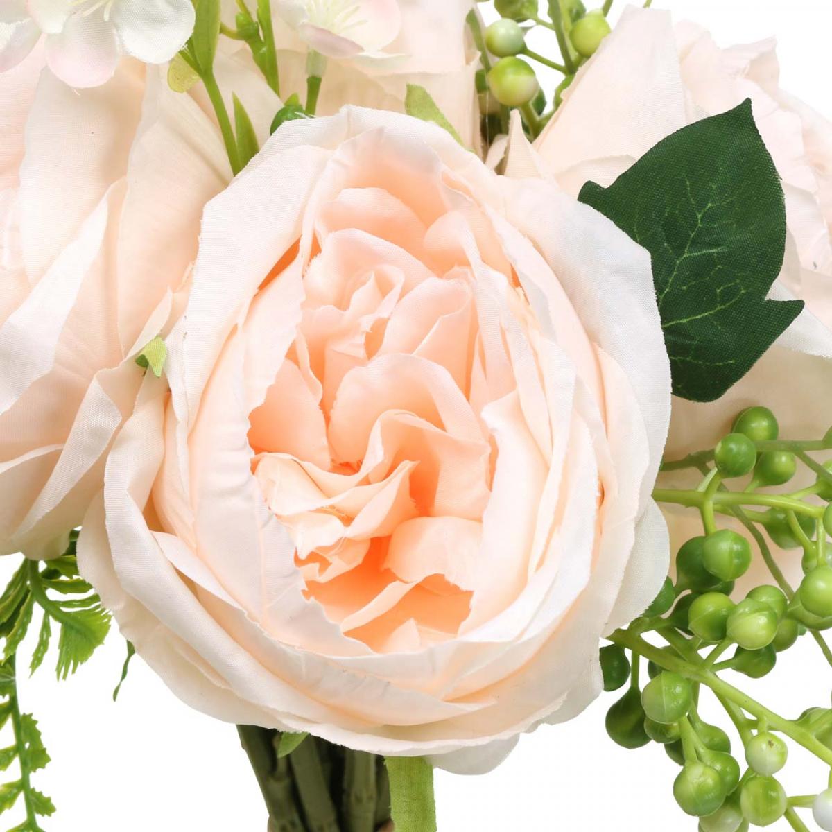 Keinotekoinen ruusukimppu, silkkikukkakimppu, ruusuja nippuna, tekoruusukimppu vaaleanpunainen L28cm