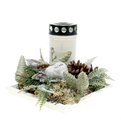 Floristik24 Puinen tarjotin valkoinen 20cmx20cm