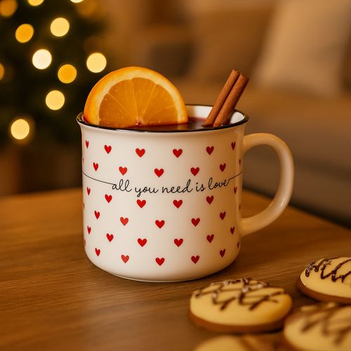 Floristik24 Sydänkuppi keraaminen kuppi valkoinen punainen Ø9cm K9cm