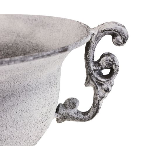 Floristik24 Koristekulho valkoinen pesty koristekuppi metallia Ø20cm K17,5cm