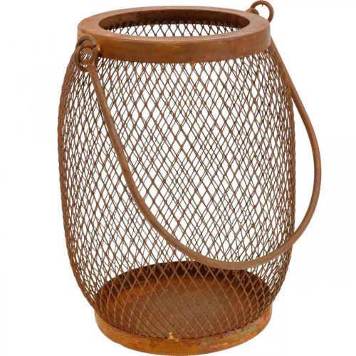 Floristik24 Koristeellinen lyhty kahvalla metallin ruosteen näköinen Ø12,5cm H17cm