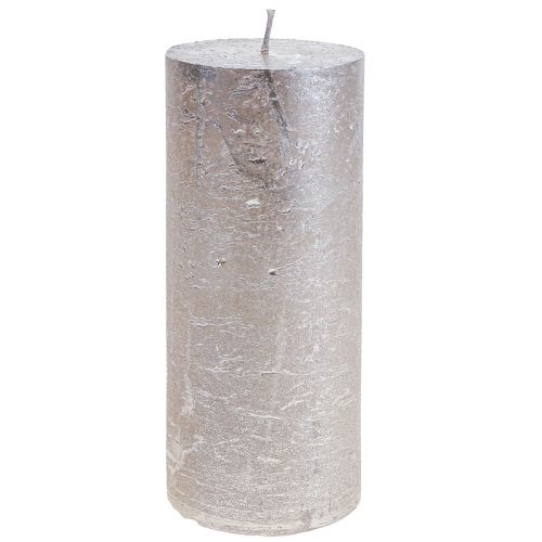 Pylväskynttilät platinaa kiiltävällä kuviolla 200mm Ø85mm 2kpl