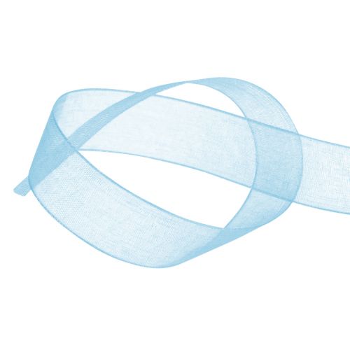 Floristik24 Organza nauha lahjanauha vaaleansininen nauha sininen helma 15mm 50m