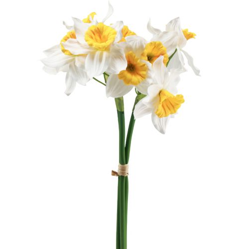 Keinotekoiset narsissit Valkoiset silkkikukat Narsissit 40cm 3kpl