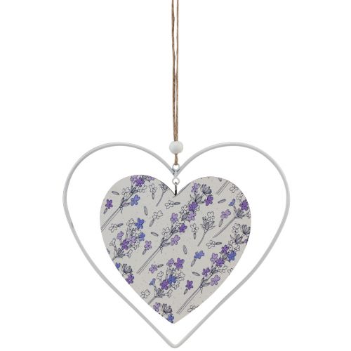 kohteita Koristesydämet valkoisen lilaan ripustamiseen 18,5×17cm 4 kpl