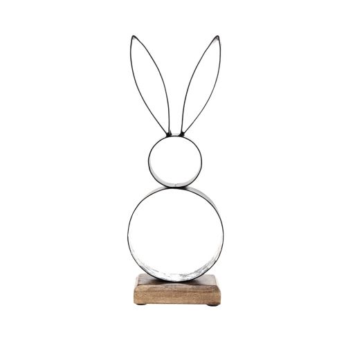 kohteita Pääsiäispupu musta hopea kanit metallipuuta 13,5×37cm