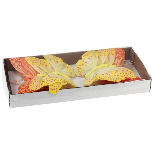 kohteita Koristeperhosia lankahöyhenissä oranssinkeltainen 7×11cm 12 kpl