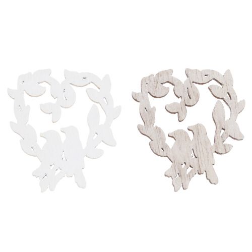 kohteita Scatter-koristelu lintu puu sydän pöytäkoriste luonnollinen 3,5/1,5cm 72 kpl