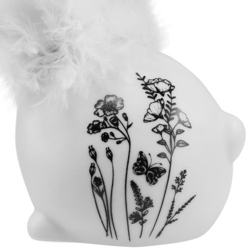 kohteita Keraaminen pupu Valkoinen istuva kukat Höyhenet 9×7×14cm 2kpl