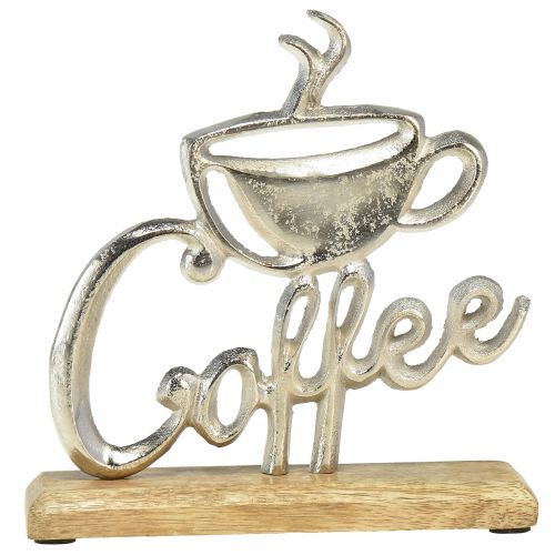 Metal Deco Coffee Hopea Puupohja Natural 17,5x5x18cm