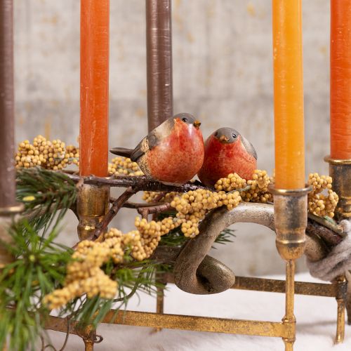 kohteita Keraamiset Robin-figuurit - Punaiset ja luonnolliset sävyt, 5,4 cm - Täydellinen puutarhaan ja kotiin - 4 kpl:n pakkaus
