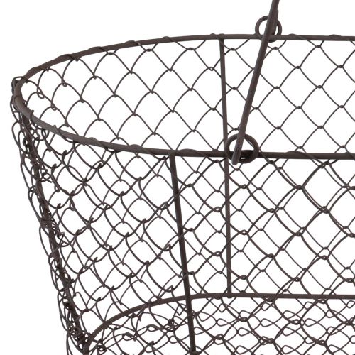 Floristik24 Lankakori verkkokori metalli kori ruostekahva puu L30cm