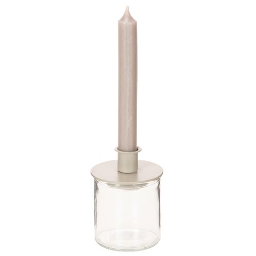 Metallinen kynttilänjalka matta beigenä, pieni kynttilänjalka kartiokynttilöille, 8 cm, 3 kpl | Floristik24.fi