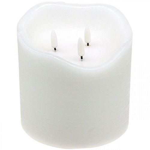 LED-kynttilä iso vahavalkoinen akkuajastimeen Ø14,5cm K15cm