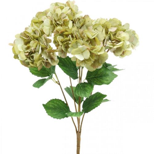 Hortensia kimppu keinovihreä, ruskea 5 kukkaa 48cm