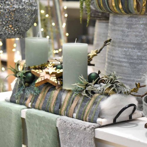 Floristik24 Sisustustarjotin, Kasvitarjotin kahvoilla, Puinen kynttilätarjotin Valkoinen pesty L50cm