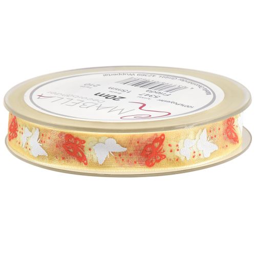 kohteita Organza nauha perhosnauha keltainen 15mm 20m