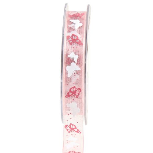 Organza nauha perhosnauha pinkki 15mm 20m