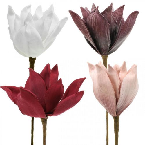 Magnolia tekokukka tikussa Ø10cm Vaahto 6kpl Eri värejä