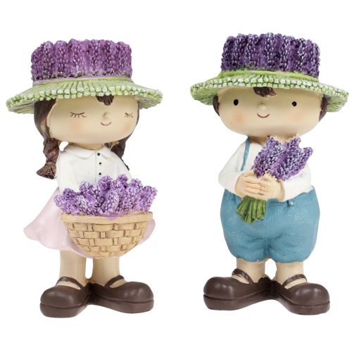Floristik24 Koristefiguurit laventeli koristeena tyttö &amp; poika H14,5cm 2kpl
