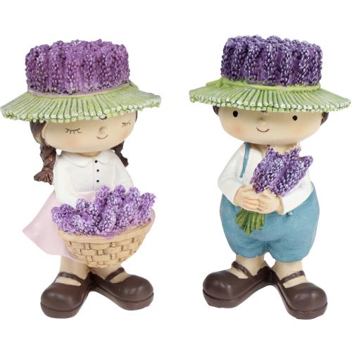 Floristik24 Koristefiguurit laventeli koristeena tyttö &amp; poika H14,5cm 2kpl