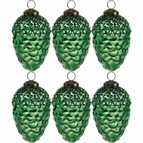 Floristik24 Adventtikoriste, koristeelliset käpyjä, syksyn hedelmät aitoa lasia, antiikkinen ilme Ø7cm H11,5cm 6kpl.