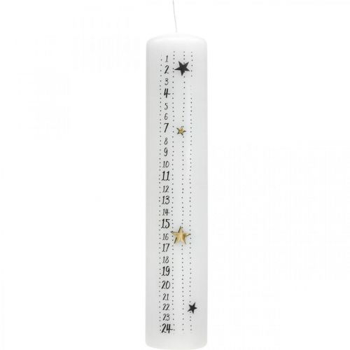 Floristik24 Adventtikalenteri kynttilä Valkoinen pilarikynttilä Joulu 250/50mm