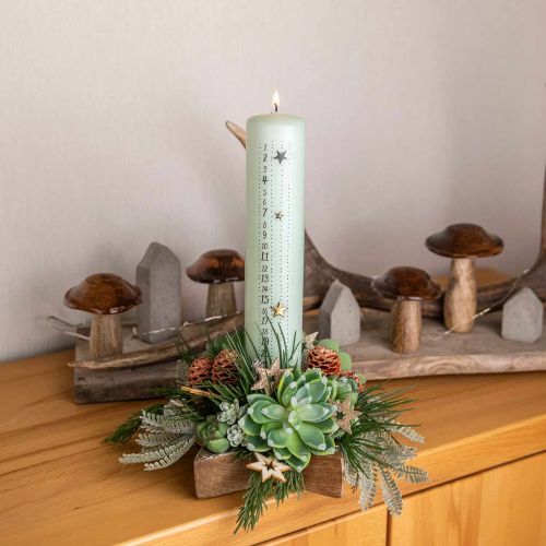Floristik24 Adventtikynttilä vaaleanvihreä pilarikynttilä 250/50mm