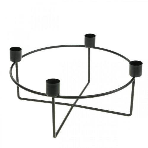 Kynttilänjalka 4 kynttilän mustaa metallia H11cm Ø24,5cm
