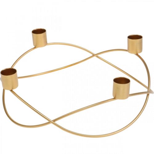 Floristik24 Kynttilänpidin Kultainen adventtiseppele metallia tikkukynttilöille Ø24cm