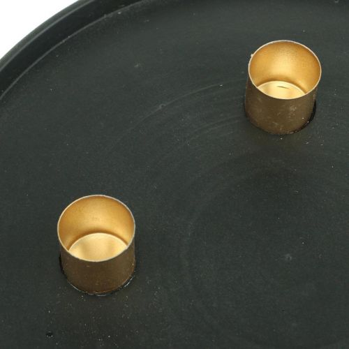 Floristik24 Metallinen kynttilälevy Adventiseppele musta, kulta Ø24cm