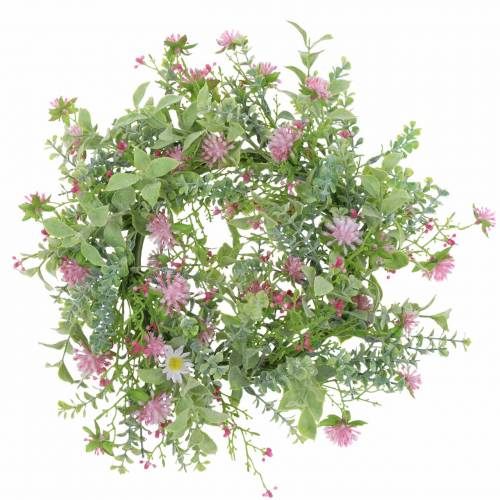 Floristik24 Niittyseppele flokoituna apilanpunaisella, vihreällä Ø30cm