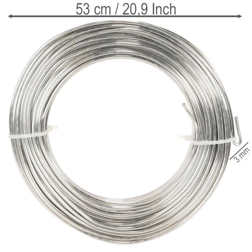 Alumiinilanka, hopea, 3 mm, askartelulanka luoviin projekteihin, 1 kg | Floristik24.fi