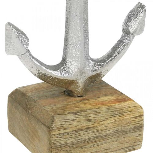 Metallinen ankkuri, merikoristelu, koriste-ankkuri hopea, luonnonvärit H15cm
